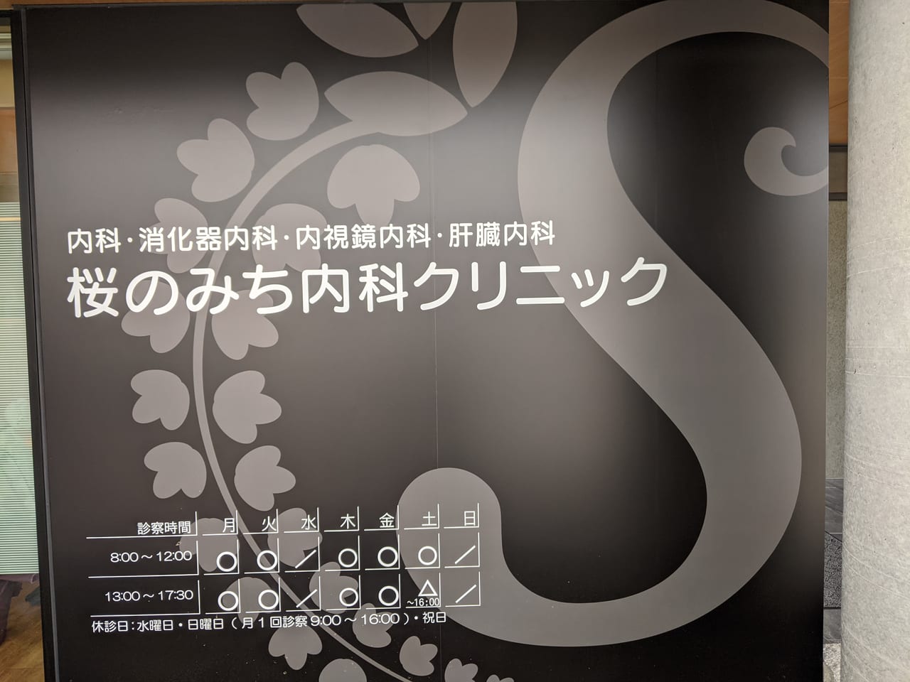 桜のみち内科クリニックの看板