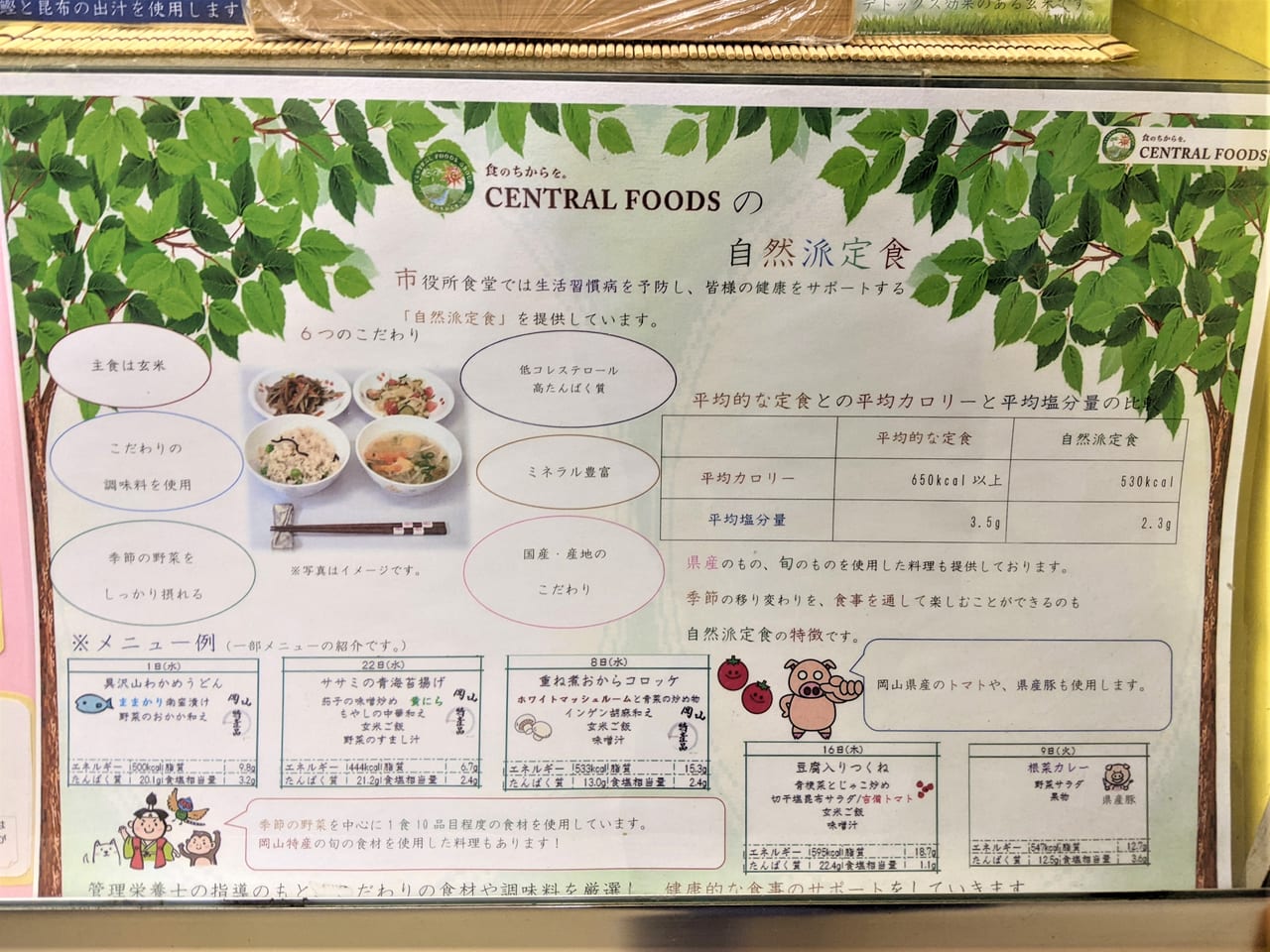 岡山市役所食堂の自然派定食