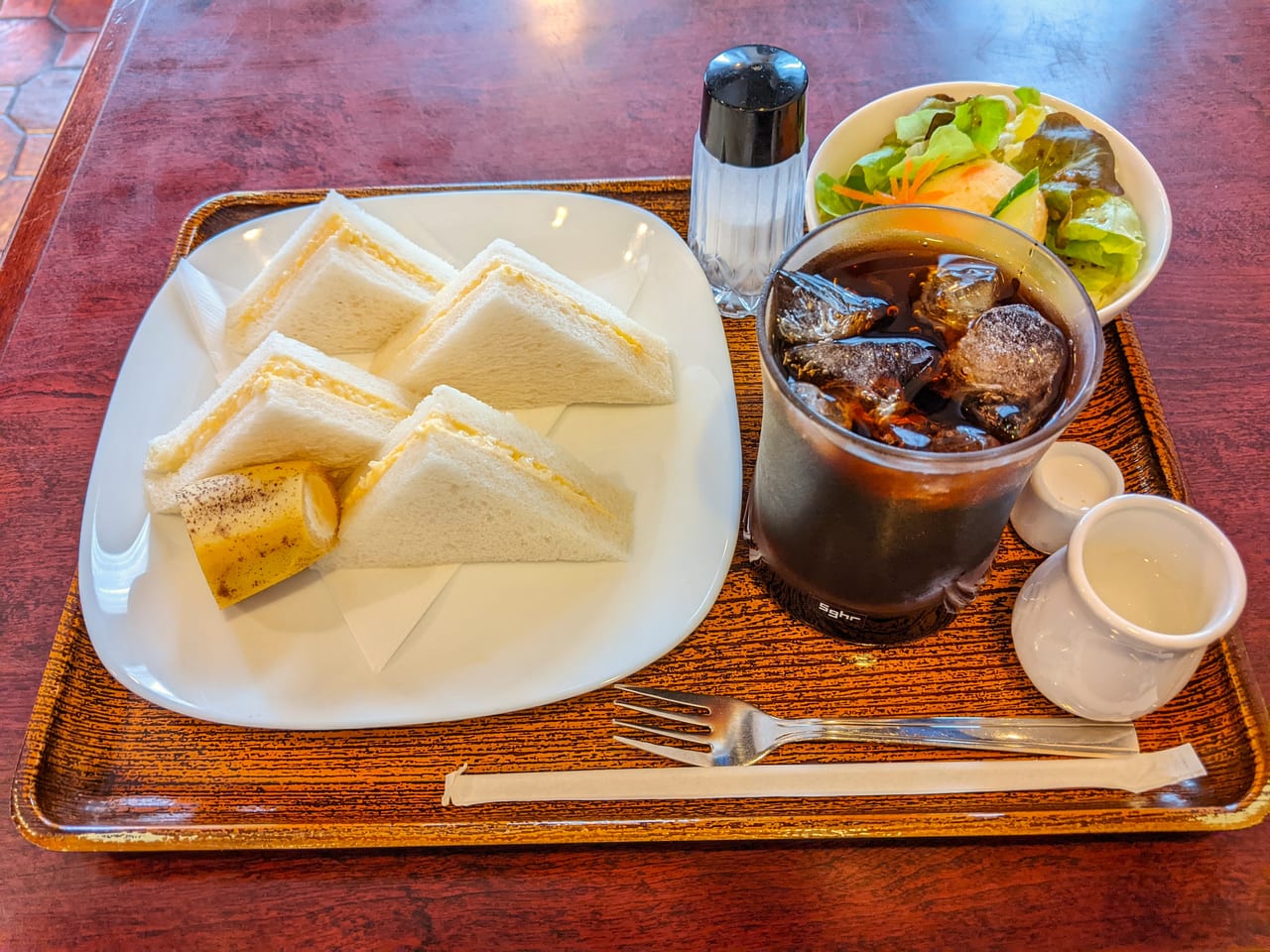 「喫茶もんぺっく」のサンドイッチのモーニング