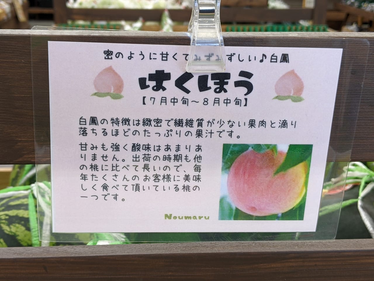 「農マルさん直市場岡山店」の店内POP