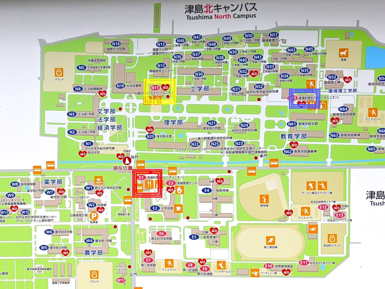 岡山大学津島キャンパスの地図