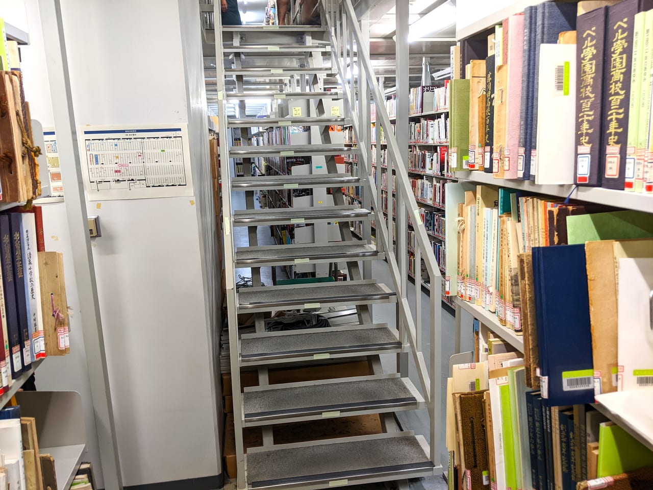 岡山県立図書館の固定書庫の階段