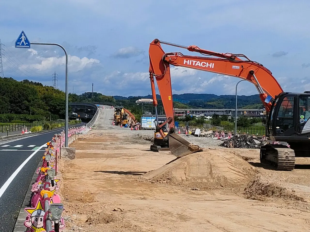 総社・一宮バイパス(一宮山崎~今岡間)の工事現場